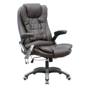 WestWood Luxury Leather 6 Point Massage Office Computer Chair Reclining High Back Brown New