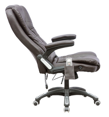 WestWood Luxury Leather 6 Point Massage Office Computer Chair Reclining High Back Brown New