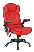 WestWood Luxury Leather 6 Point Massage Office Computer Chair Reclining High Back Red New