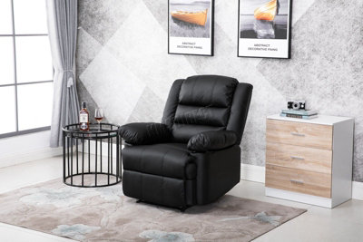WestWood Luxury PU Bonded Leather Manual Recliner Armchair Single Sofa Cinema Chair Black