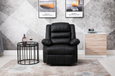WestWood Luxury PU Bonded Leather Manual Recliner Armchair Single Sofa Cinema Chair Black