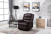 WestWood Luxury PU Bonded Leather Manual Recliner Armchair Single Sofa Cinema Chair Brown