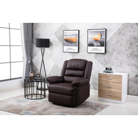 WestWood Luxury PU Bonded Leather Manual Recliner Armchair Single Sofa Cinema Chair Brown