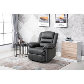 WestWood Luxury PU Bonded Leather Manual Recliner Armchair Single Sofa Cinema Chair Grey