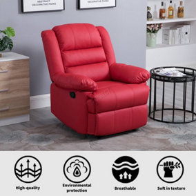 WestWood Luxury PU Bonded Leather Manual Recliner Armchair Single Sofa Cinema Chair Red