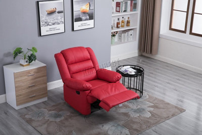 WestWood Luxury PU Bonded Leather Manual Recliner Armchair Single Sofa Cinema Chair Red