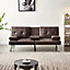 WestWood Luxury PU Leather Manhattan Sofa Bed 3 Seater Chrome Legs Recliner Settee Brown