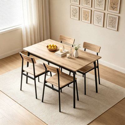 WestWood Modern Wooden Dining Table with 4 Chairs Set Kitchen ...