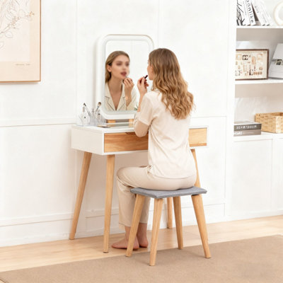 WestWood Natural White Makeup Vanity Dressing Table & Stool Set Touch ...