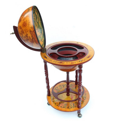 WestWood Vintage Globe Bar Drink Cabinet Wine Bottle Stand Trolley Movable Wheels 360mm DIY at B Q