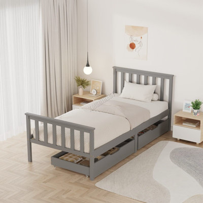 WestWood Wood Single Bed Frame with Pull Out Storage Drawers Kids ...