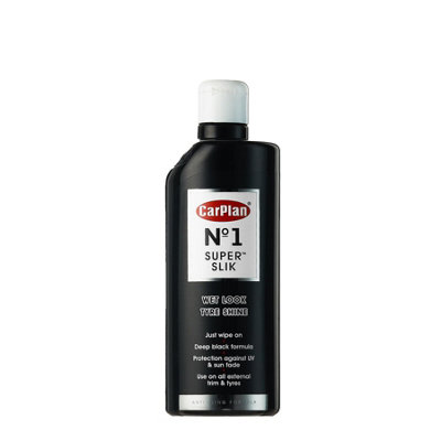 Wet Look Car Tyre Shine Dressing Anti-Fling CarPlan No.1 Super Slik 600ml x2
