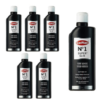 Wet Look Car Tyre Shine Dressing Anti-Fling CarPlan No.1 Super Slik 600ml x6