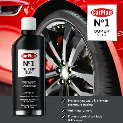 Wet Look Car Tyre Shine Dressing Anti-Fling CarPlan No.1 Super Slik 600ml