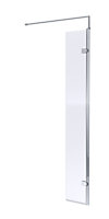 Wetroom 8mm Toughened Safety Glass Hinged Return Screen and Support Bar - 300mm x 1850mm - Polished Chrome  - Balterley
