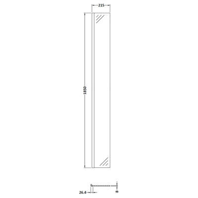 Wetroom 8mm Toughened Safety Glass Return Screen - 215mm x 1850mm - Satin Black
