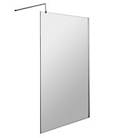 Wetroom 8mm Toughened Safety Glass Screen and Support Bar 1100mm x 1850mm - Polished Chrome - Balterley
