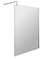Wetroom 8mm Toughened Safety Glass Screen and Support Bar 1400mm x 1850mm - Polished Chrome - Balterley