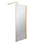 Wetroom 8mm Toughened Safety Glass Screen and Support Bar 700mm x 1850mm - Brushed Brass - Balterley