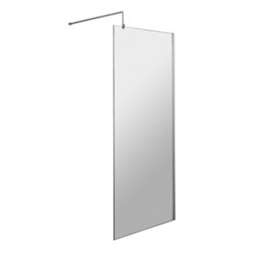 Wetroom 8mm Toughened Safety Glass Screen and Support Bar 700mm x 1850mm - Polished Chrome - Balterley