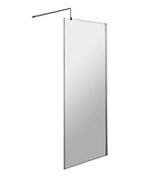 Wetroom 8mm Toughened Safety Glass Screen and Support Bar 760mm x 1850mm - Polished Chrome - Balterley