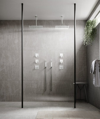Wetroom Accessories Ceiling Post - Satin Black