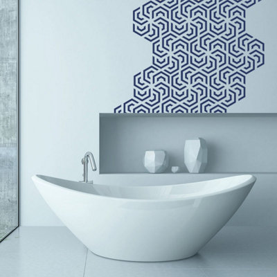 WF4001 - Polygon Geometry Pattern Wall Mural Big Wallpaper Decoration  WhiteBlue