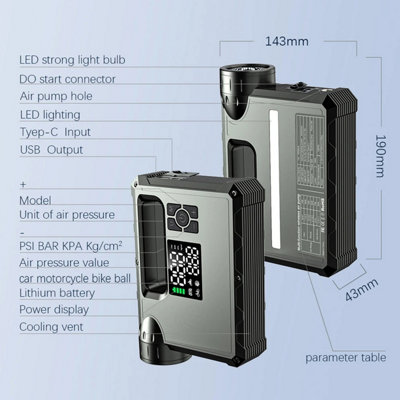 WFDRD Multifunctional 5-in-1 Jump Starter - 9