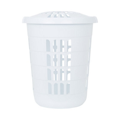 Wham 2 Piece Casa Plastic Laundry Basket & Hamper Set Ice White