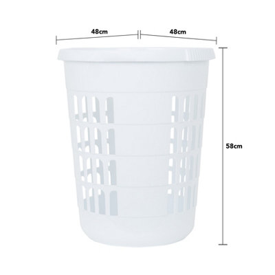 Wham 2 Piece Casa Plastic Laundry Basket & Hamper Set Ice White
