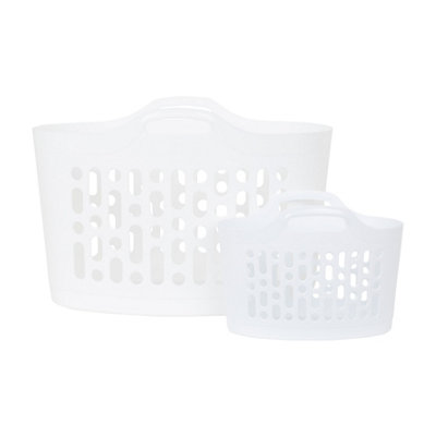 Wham 2 Piece Plastic Flexi Basket Set (8L/50L) Ice White