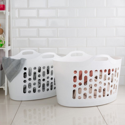 Wham 2 x 50L Plastic Flexi Basket Ice White