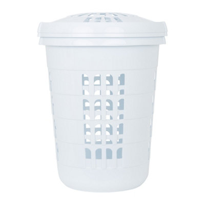 Wham 2 x Casa Plastic Deluxe Round Laundry Hamper Ice White