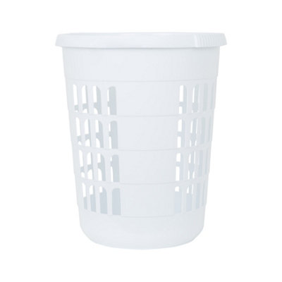 Wham 2 x Casa Plastic Deluxe Round Laundry Hamper Ice White