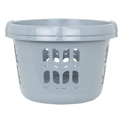 Wham 2 x Casa Plastic Round Laundry Basket Silver