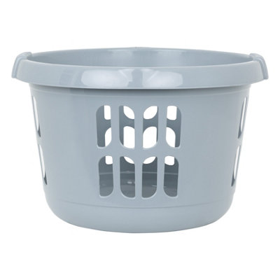 Wham 2 x Casa Plastic Round Laundry Basket Silver