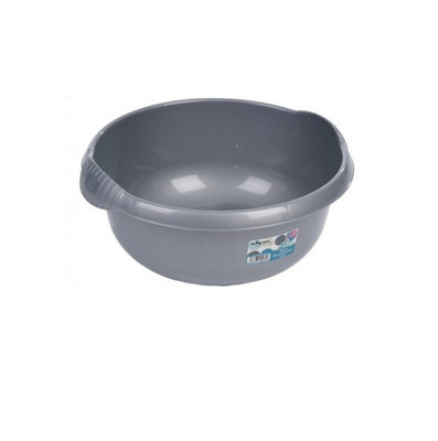 Wham 28cm Round Plastic Washing Up Sink Bowl Caravan Basin Bowl - Silver