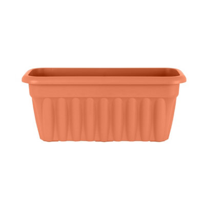 Wham 2x Vista Terracotta Plastic Planter, Large Rectangular Trough (60cm, Pack of 2)