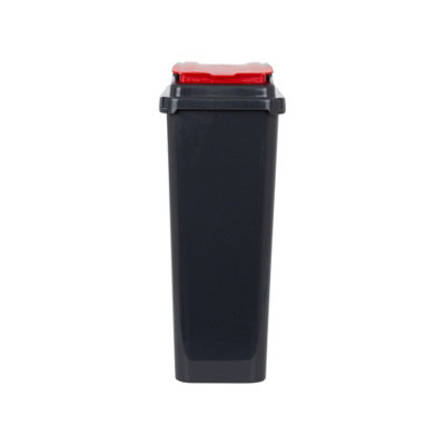 Wham 3 Piece 25L Plastic Recycle Bin Graphite/Assorted (Red/Blue/Green Lids) - 3