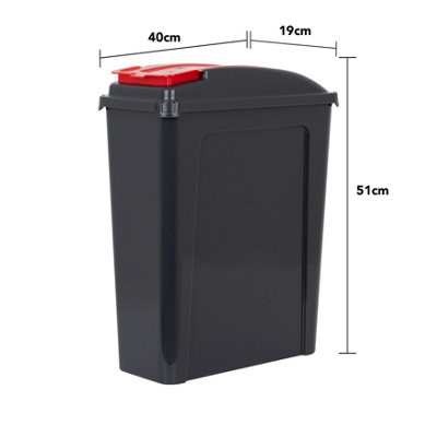 Wham 3 Piece 25L Plastic Recycle Bin Graphite/Assorted (Red/Blue/Green Lids) - 5