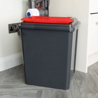 Wham 3 Piece 50L Plastic Recycle Bin Graphite/Assorted (Red/Blue/Green Lids)