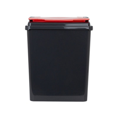 Wham 3 Piece 50L Plastic Recycle Bin Graphite/Assorted (Red/Blue/Green Lids) - 3