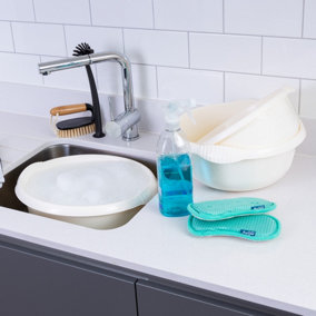 Wham 3 Piece Casa Multi-Functional Round Plastic Bowl Set Soft Cream (28cm, 32cm & 36cm Bowls)