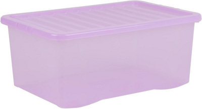 Wham 3 x Crystal 45 Liter Plastic Storage Box 60 x 40 x 25 cm - Tint Grey