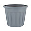 Wham 3x Vista Plastic Planter, Round Garden Plant Pot, Large Floor Pot (50cm, 42L, Pack of 3) Made in UK (Upcycle Grey)