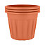 Wham 3x Vista Terracotta Plastic Planter, Round Garden Plant Pot, Large Floor Pot (50cm, 42L, Pack of 3)