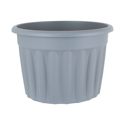 Wham 3x Vista Upcycle Grey Plastic Planter, Round Garden Plant Pot, Extra Large Floor Pot (60cm, 69L, Pack of 3)