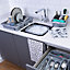 Wham 4 Piece Casa Plastic Kitchen Set Silver (38cm Rectangular Bowl, Large Cutlery Tray, Large Dish Drainer & Sink Tidy)