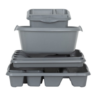 Wham 4 Piece Casa Plastic Kitchen Set Silver (38cm Rectangular Bowl ...