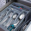 Wham 4 Piece Casa Plastic Kitchen Set Silver (38cm Rectangular Bowl, Large Cutlery Tray, Large Dish Drainer & Sink Tidy)